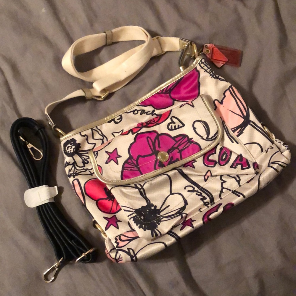 Floral Coach Purse w/additional strap